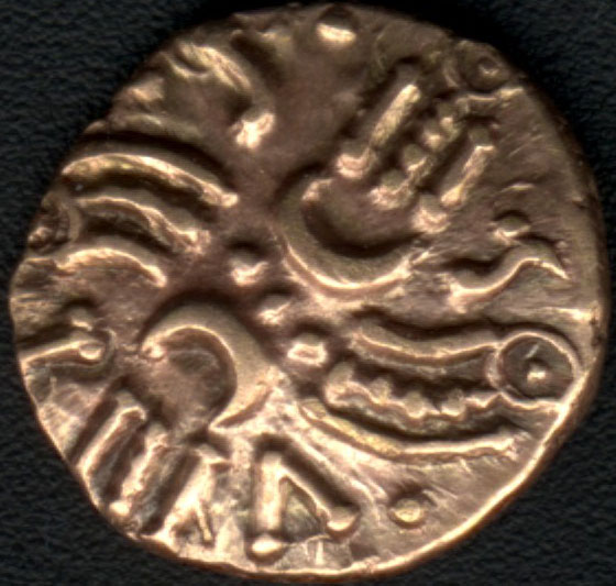 Celtic gold quarter stater of Tasciovanus