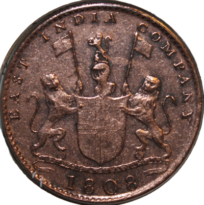 Obverse of a 10 Cash Coin from the wreck of the Admiral Gardner, sank on the Goodwin Sands in 1809.