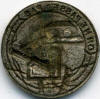 Part of a white metal badge or button, some blue enamelling remaining